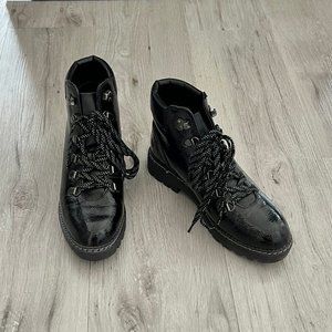 Aldo Black Patent Leather Booties